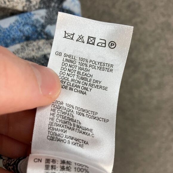 Reiss Women "Valetta" Blue Grey Moonlight Print V-Neck Faux Wrap Dress size 12 - Picture 4 of 9